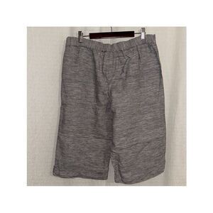 blue illusion M Chambray Heather Blue Linen Hem Tabs Bermuda Shorts with Pockets